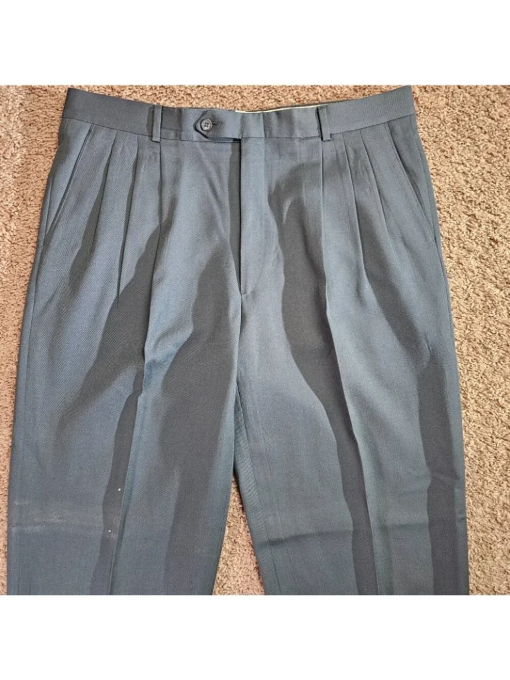 READ Vtg Givenchy Monsieur Pleated Dress Pants Mens 35R Gray 31" Inseam Cuffed - Picture 3 of 13